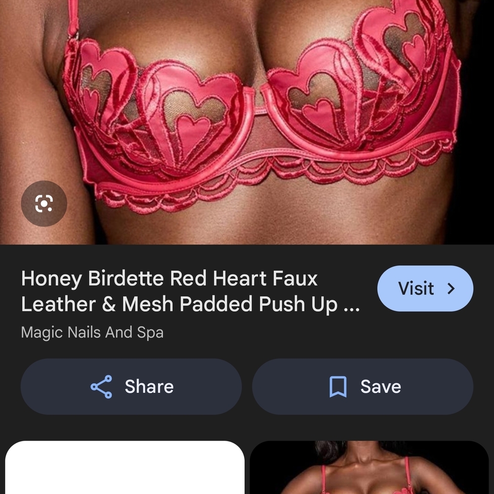 Rare Honey Birdette Heart Lace Lingerie Set - Pink and Red - Picture 2 of 3